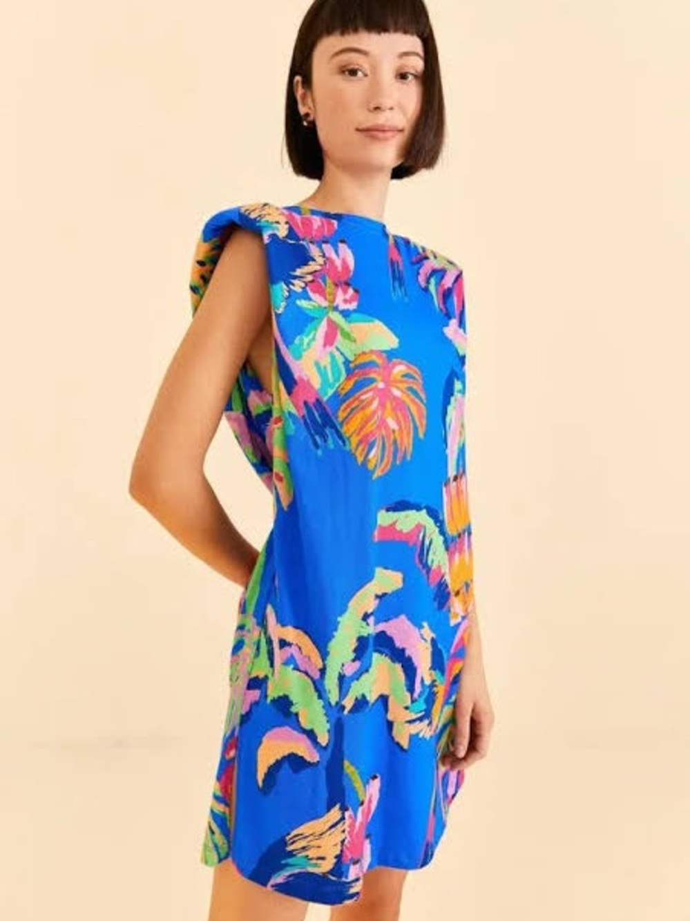 Blue Painted Jungle Mini Dress